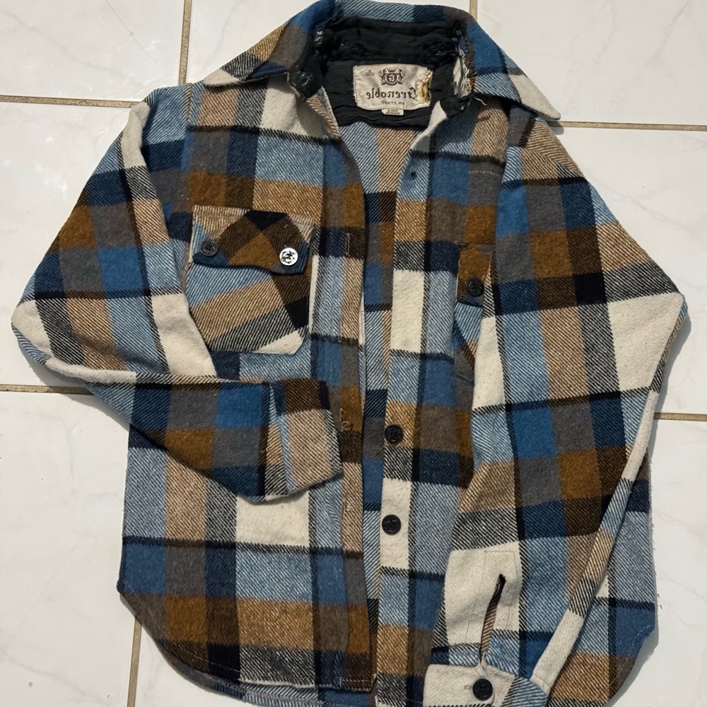Plaid Flannel Shirt with Blue and Brown